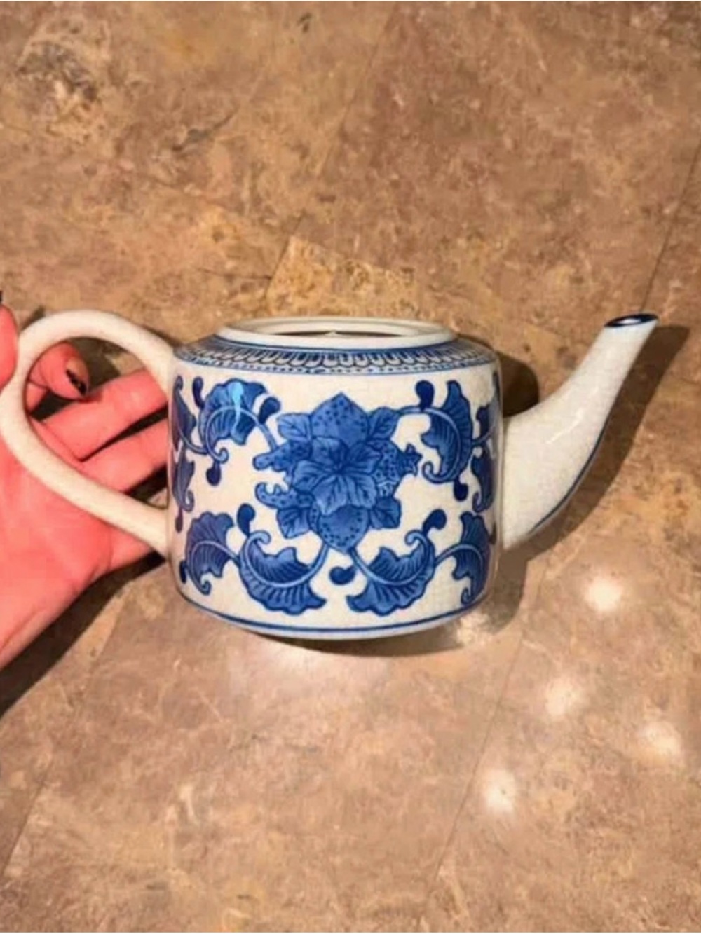 Blue Floral Ceramic Teapot - Classic Home Art